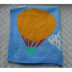Toby NYGB Hot Air Balloon Baby Blanket Security Lovey Clouds Knit Blue Red Green